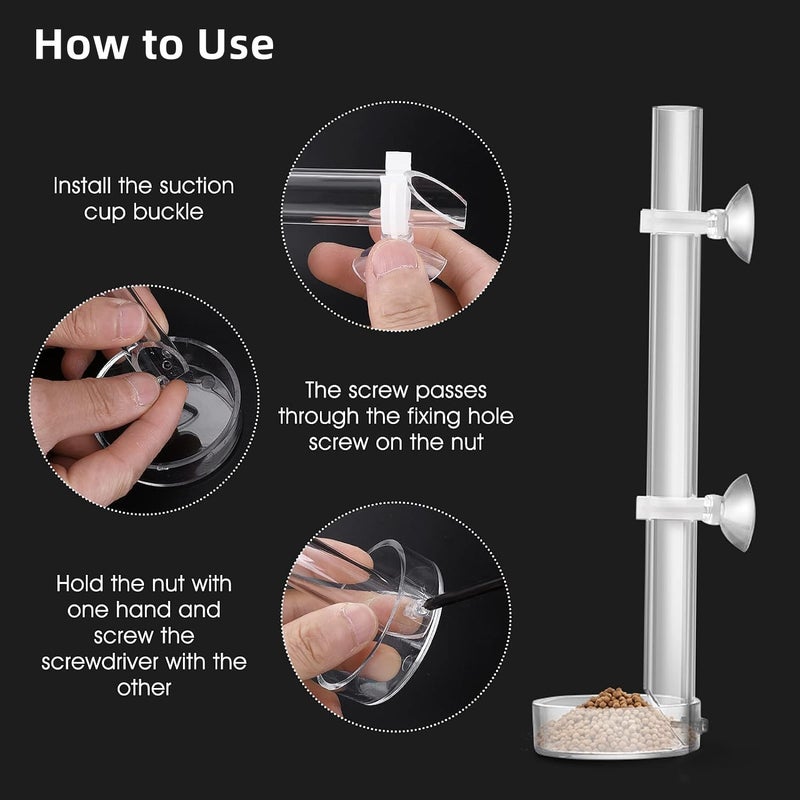 Tnfeeon Acrylic Shrimp Feeder Tube, Ornamental Aquarium Feeding Tube Fish Food Container Set with Sucker Hook Fish Aessories(40cm) - Image 2